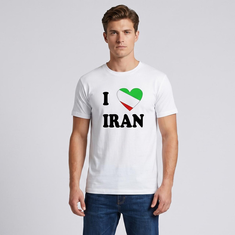 تی شرت مردانه طرح هواداری تیم ملی ایران I LOVE IRAN کد 3654