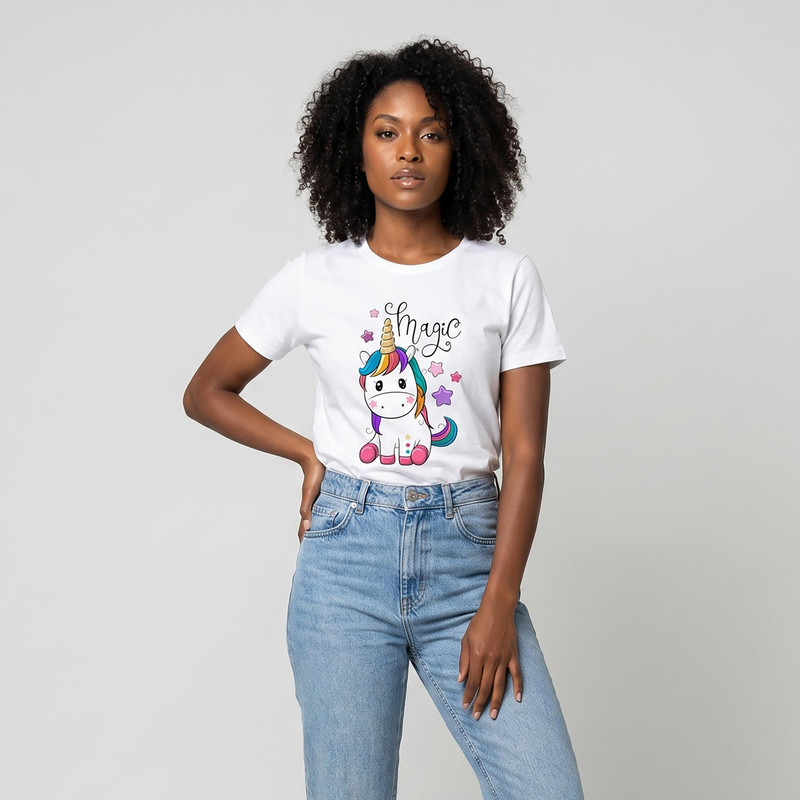 تیشرت زنانه طرح اسب تک شاخ magic unicorn یونیکورن کد 3638