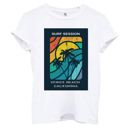 تی شرت آستین کوتاه زنانه اسد طرح ساحل کالیفرنیا کد 137