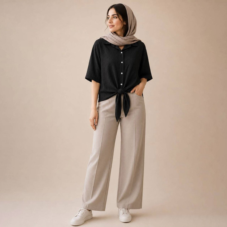 شومیز زنانه گره ای مدل اطلسی