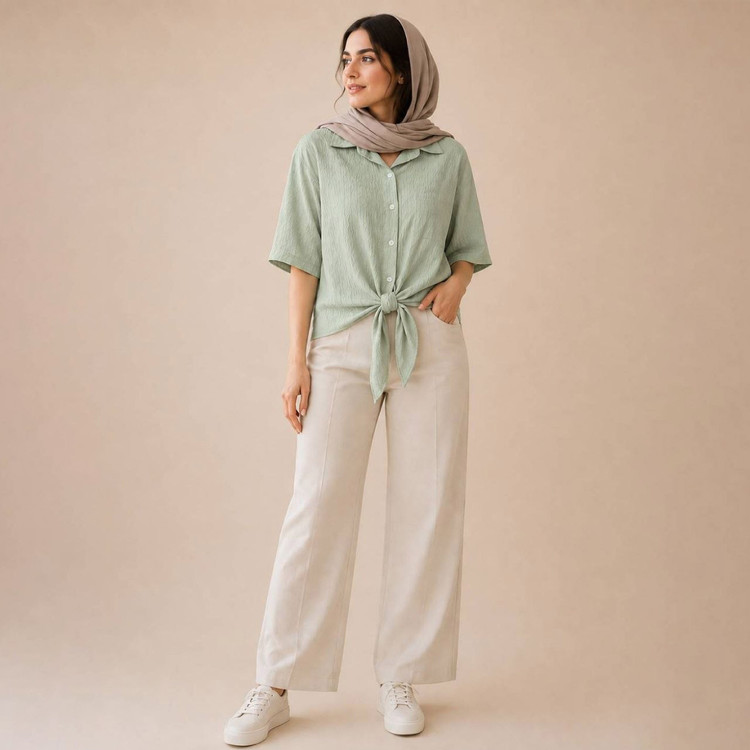 شومیز زنانه گره ای مدل اطلسی