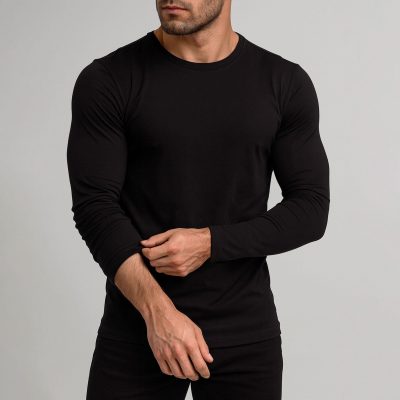 تی شرت مردانه آستین بلند مشکی